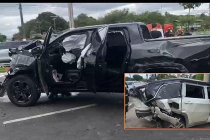 Acidente de trânsito grave na Avenida Coronel Teixeira em Ponta Negra, envolvendo dois veículos