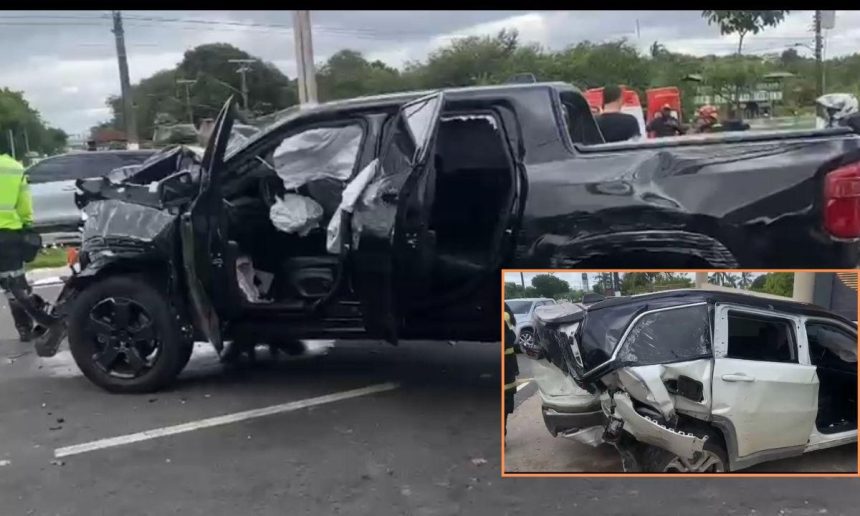 Acidente de trânsito grave na Avenida Coronel Teixeira em Ponta Negra, envolvendo dois veículos