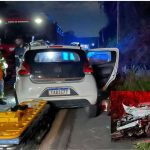 Acidente na BR-174: Carro danificado e socorristas no local.
