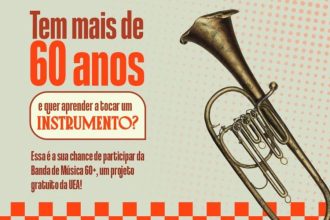 Anúncio da Banda de Música 60+ da UEA: aprenda um instrumento musical!