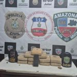 Apreensão de drogas: 11 tabletes de maconha do tipo skunk apreendidos pela polícia.