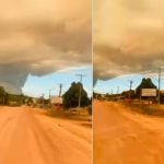 Céu alaranjado e tempestade de fumaça sobre cidade de ApuÃ, Amazonas, em dia de crise ambiental.