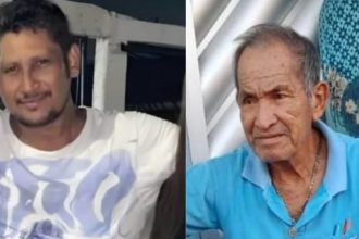 Dois homens, um mais jovem e um mais velho, em fotos lado a lado.