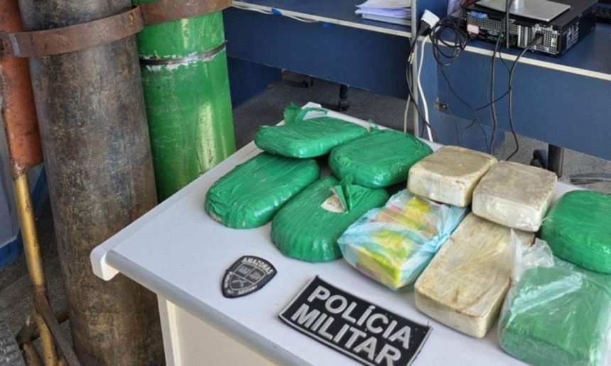 Drogas apreendidas dentro de cilindro de oxigênio pela Polícia Militar.