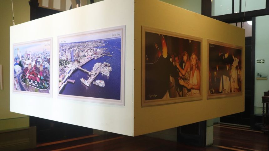 Exposição de fotos de Ismael Neves no Palácio Rio Negro, com fotos de cidades e eventos.