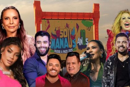 Festival #SouManaus Passo a Paço 2025 com artistas e logotipos.