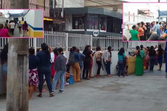 Filas de mulheres em Tefé aguardando consulta com ginecologista.