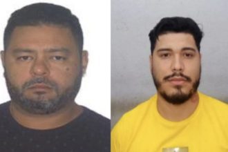 Fotos de dois homens, suspeitos de estelionato em Manaus, divulgadas pela polícia.