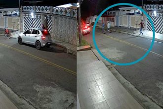 Imagens de câmera de segurança mostram criminosos fugindo após execução de empresário.