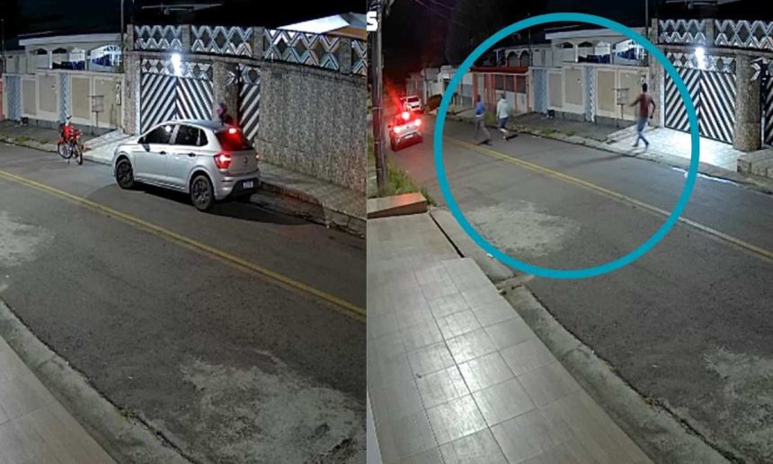 Imagens de câmera de segurança mostram criminosos fugindo após execução de empresário.