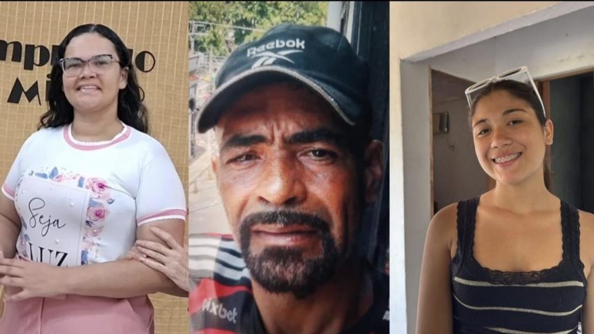 Imagens de três pessoas desaparecidas em Manaus divulgadas pela polícia.