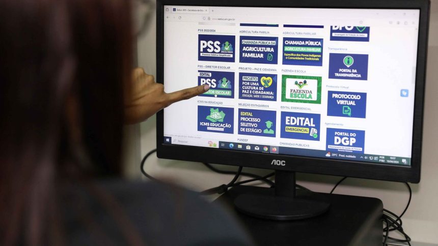 Página da Seduc-AM mostrando processo seletivo para escolas indígenas.