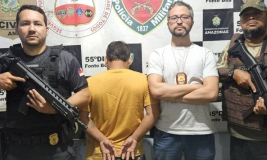 Polícia apresenta suspeito de crime em Fonte Boa, Amazonas.