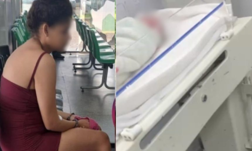 Rebeca Ferreira, 18 anos, presa após jogar o filho recém-nascido pela janela.