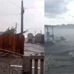 Temporal em Nhamundá: chuva forte e ventos atingem cidade, com área alagada e fortes ondas.