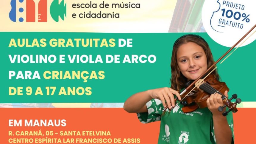 Aulas gratuitas de violino e viola no Santa Etelvina