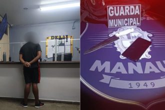 Adolescente apreendido em Manaus com faca e celular.