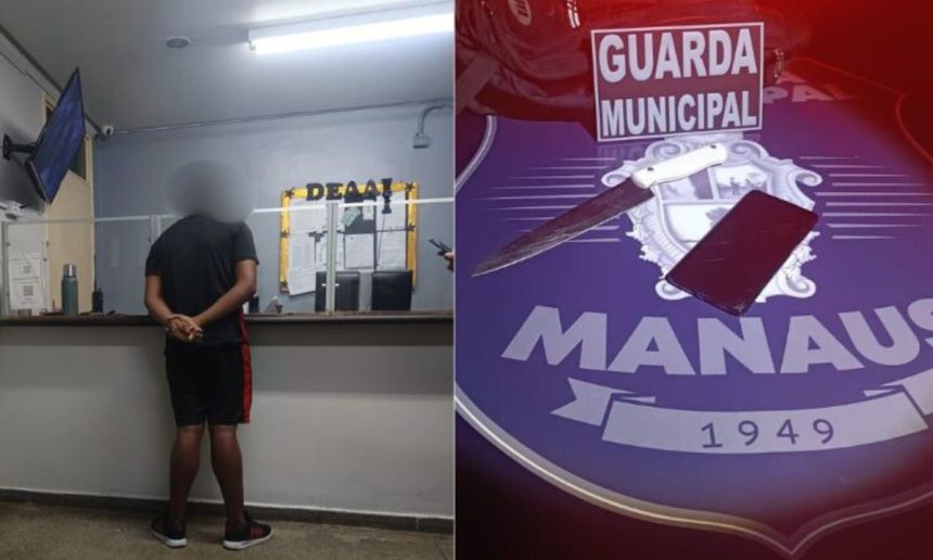 Adolescente apreendido em Manaus com faca e celular.