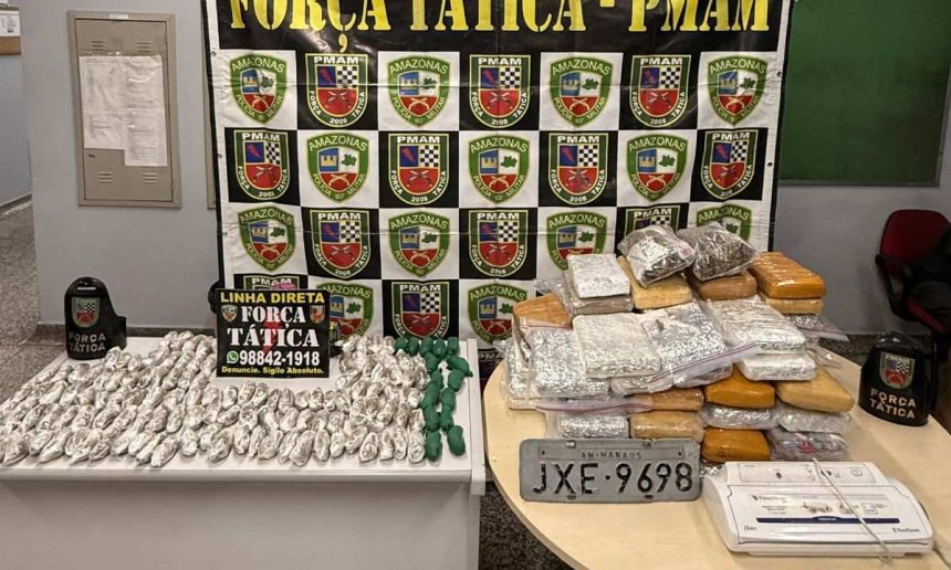 Apreensão de drogas pela Polícia Militar do Amazonas (PMAM).