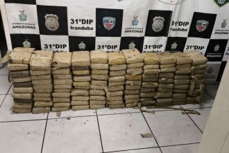 Apreensão de maconha em pacotes. Drogas apreendidas pela polícia.