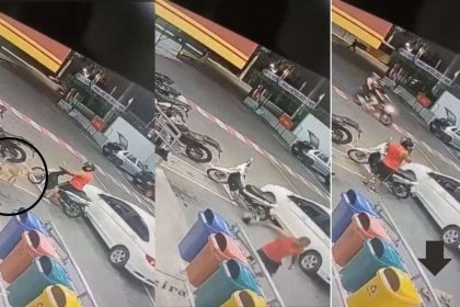 Câmeras de segurança de supermercado em Manaus registram agressão a cachorro.