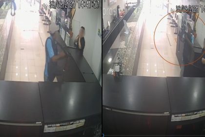 Câmeras de segurança registram assalto à relojoaria no centro de Manaus. Ladrões armados invadem o local.