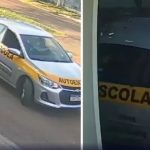 Carro de autoescola após colisão.