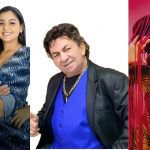 Conjunto de fotos de três pessoas: um homem com camisa jeans, outro homem com terno e uma mulher com um chapéu.