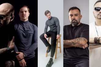 DJs para festa Black and Groove: quatro homens em poses variadas.