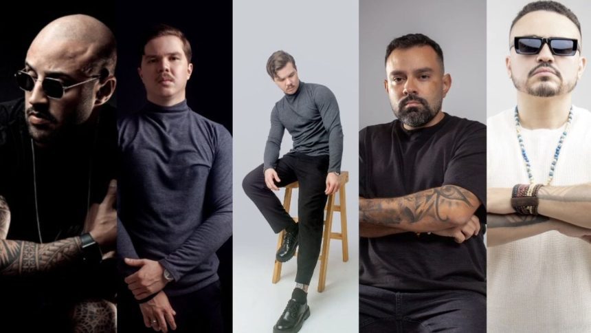 DJs para festa Black and Groove: quatro homens em poses variadas.