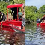 Equipes de resgate buscam no lago após afogamento de criança em Iranduba.