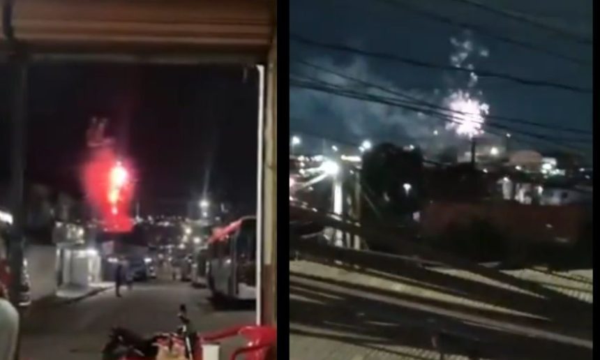 Foguetório em Manaus: fogos de artifício iluminam o céu noturno.