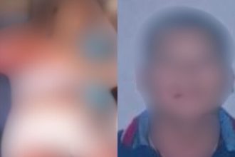 Imagem borrada: figura humana e rosto de criança indistinguíveis, simbolizando o ataque e o perdão.