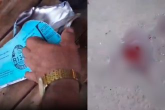 Imagem mostra homem manuseando cilindro R134a e ferimentos após explosão.