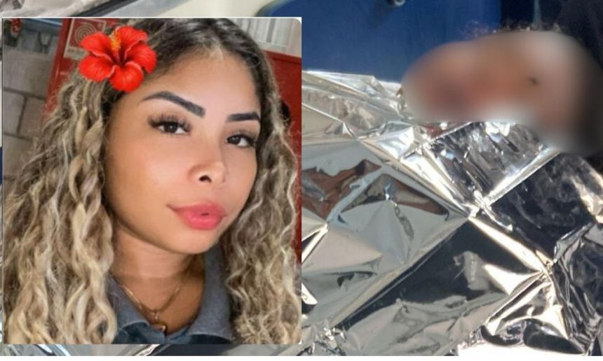Letícia Gomes, vítima de incêndio, com flor no cabelo e em ambiente hospitalar.