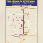 Mapa da Faixa Liberada na Av. Getúlio Vargas, Manaus, com trecho interditado em 24/08/2025.