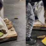 Mulher presa com drogas disfarçadas em sacos e blocos.