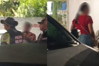 Polícia Militar prende homem após agressão a mulher em estacionamento.
