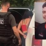 Polícia prende mulher suspeita de matar ex-companheiro em Manaus. Policiais civis e suspeita em ação.