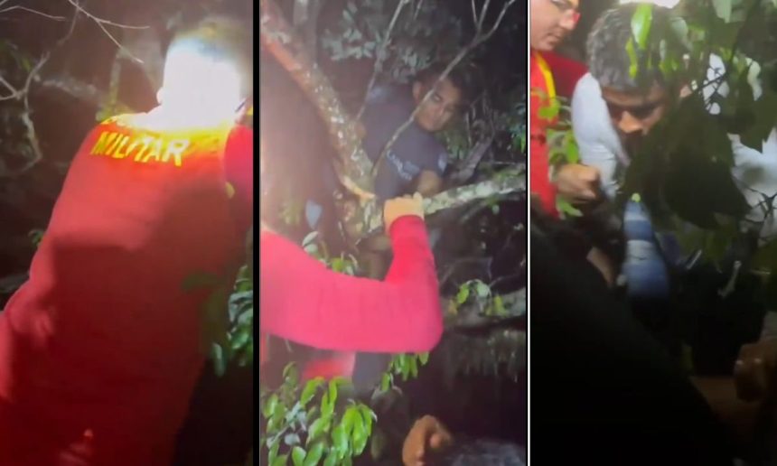 Resgate de homens após naufrágio no Rio Maués-Açu