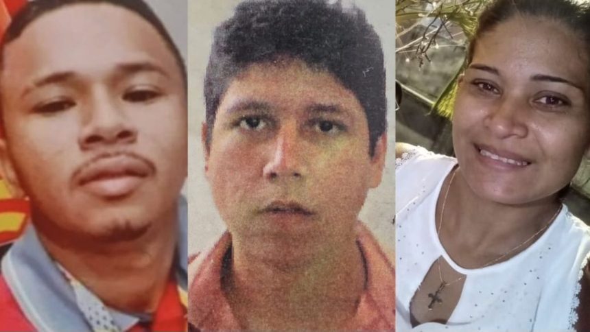 Retratos de três pessoas desaparecidas em Manaus, Brasil.