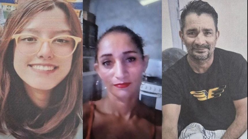Retratos de três pessoas desaparecidas em Manaus, divulgados pela Polícia Civil.