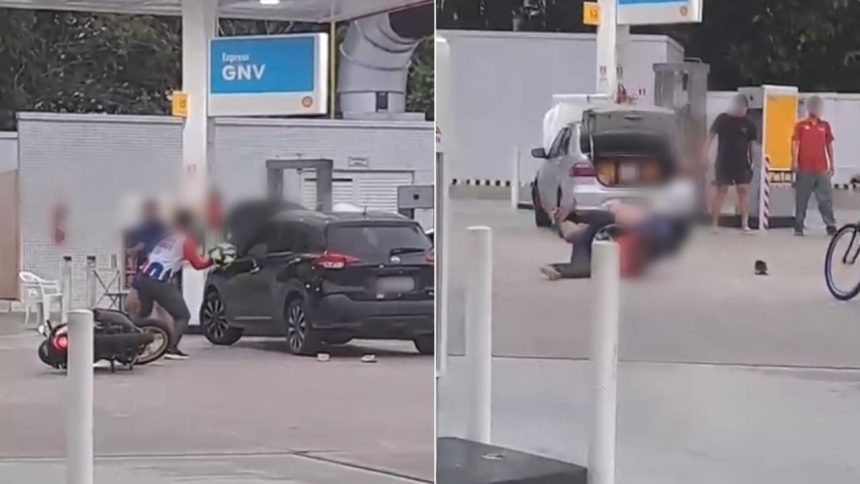 Briga de trânsito termina em pancadaria em posto de combustíveis em Manaus