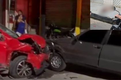 Vídeo registra perseguição entre carro e moto que terminou com morte de mulher em Manaus