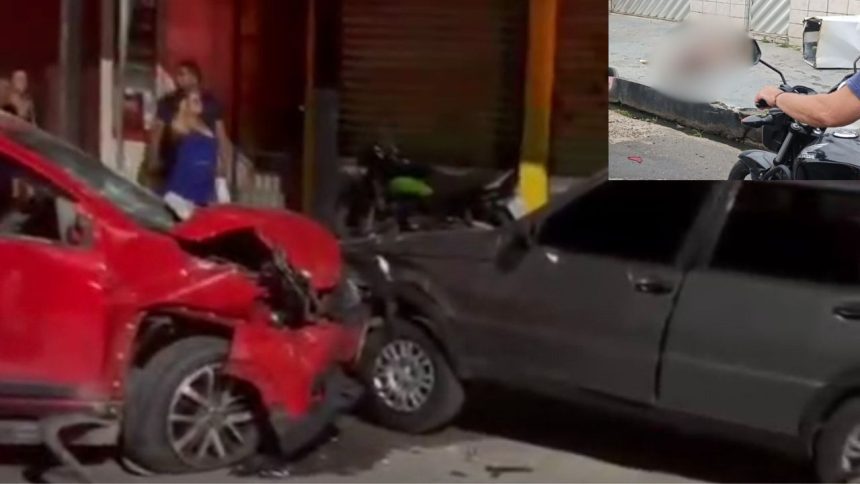 Vídeo registra perseguição entre carro e moto que terminou com morte de mulher em Manaus