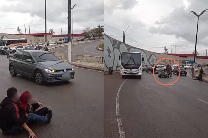 Acidente com motociclistas na via de acesso ao Aeroporto de Manaus.