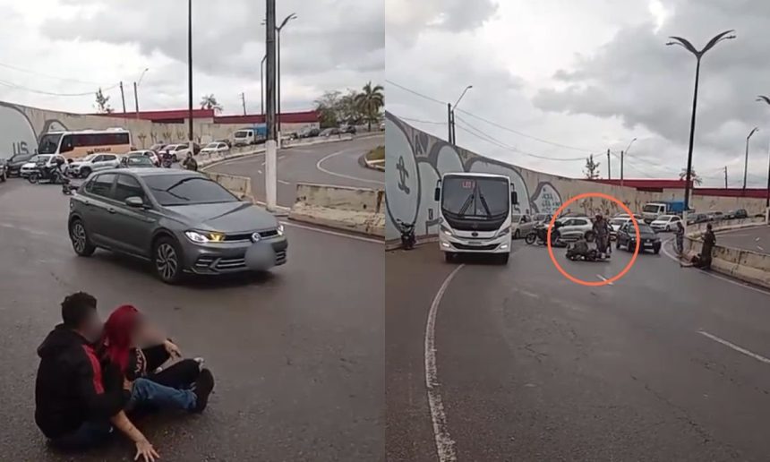 Acidente com motociclistas na via de acesso ao Aeroporto de Manaus.