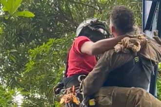 Bombeiros resgatam homens em caixa d'água após intoxicação por solvente.