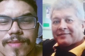 Imagens de dois homens divulgadas pela polícia em busca de desaparecidos.