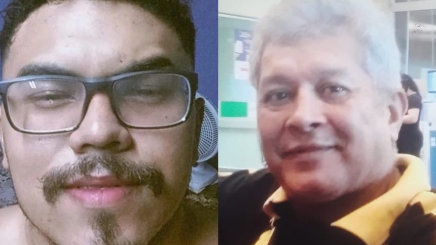 Imagens de dois homens divulgadas pela polícia em busca de desaparecidos.